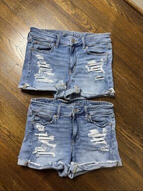 Pair of 2 American Eagle Shortie Jean Shorts - Size 6